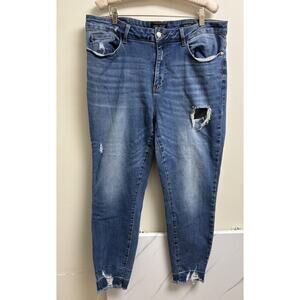 Judy Blue Skinny Fit Jeans Women’s 20W Distressed Stretch Denim Ankle